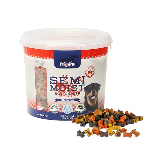 Frigera Semi-Moist Soft Treats Mix Bones (9) 3500g - Weiche Hundeleckerlis, Leckere Belohnung für Training & Zwischendurch, Ohne Zugesetzten Zucker, Hergestellt in Belgien von friGERA