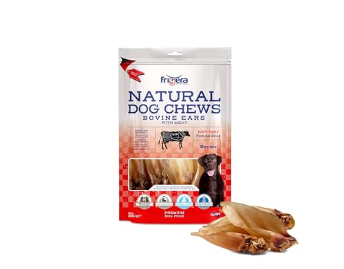 Frigera Rinderohren mit Muschel 250g – Natürliche, Proteinreiche Leckerlis für Hunde, Gluten- und Getreidefrei, Hochwertige Hundesnacks ohne Zusatzstoffe von friGERA