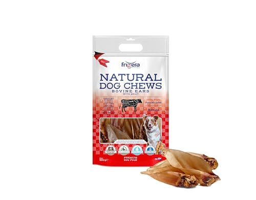 Frigera Rinderohren mit Muschel 500g – Natürliche, Proteinreiche Leckerlis für Hunde, Gluten- und Getreidefrei, Hochwertige Hundesnacks ohne Zusatzstoffe von friGERA