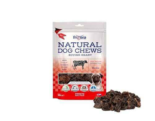 Frigera Rinderherz 250g – Natürliche, Proteinreiche Leckerlis für Hunde, Gluten- und Getreidefrei, Hochwertige Hundesnacks ohne Zusatzstoffe von friGERA