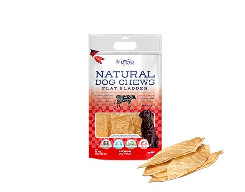 Frigera Natürliche Kälberblase flach 5 STK, 230g – Rind, Natürliche, Proteinreiche Leckerlis für Hunde, Gluten- und Getreidefrei, Hochwertige Hundesnacks ohne Zusatzstoffe von friGERA