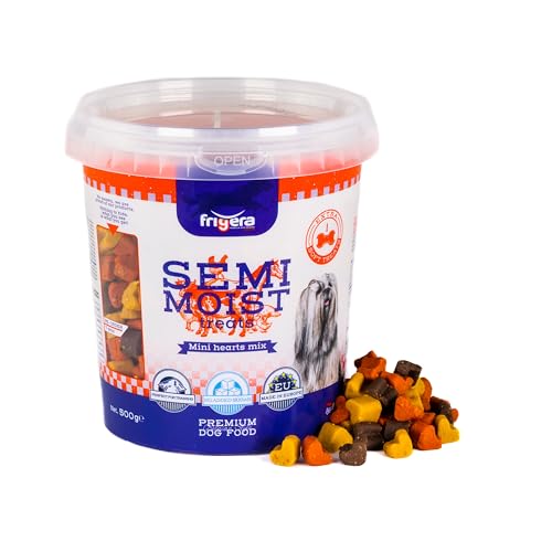 Frigera Semi-Moist Soft Treats Mini Hearts Mix (3) 500g - Weiche Hundeleckerlis, Leckere Belohnung für Training & Zwischendurch, Hergestellt in Belgien von friGERA