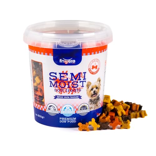 Frigera Semi-Moist Soft Treats Mini Mix Bones (3) 500g - Weiche Hundeleckerlis, Leckere Belohnung für Training & Zwischendurch, Hergestellt in Belgien von friGERA