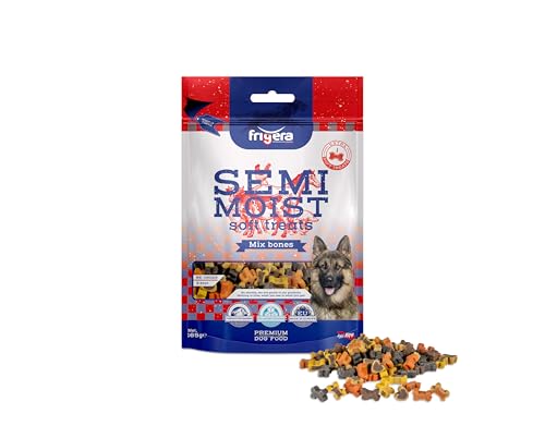 Frigera Semi-Moist Soft Treats Mix Bones (9) 165g - Weiche Hundeleckerlis, Leckere Belohnung für Training & Zwischendurch, Ohne Zugesetzten Zucker, Hergestellt in Belgien von friGERA