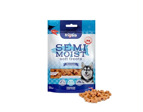 Frigera Semi-Moist Soft Treats Lachs 165g - Weiche Hundeleckerlis, Leckere Belohnung für Training & Zwischendurch, Ohne Zugesetzten Zucker, Hergestellt in Belgien von friGERA