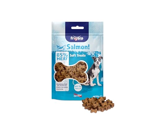 Frigera Semi-Moist Soft Treats Gluten Free High Meat Lachs 165g - Weiche Hundeleckerlis, Leckere Belohnung für Training & Zwischendurch, Hergestellt in Belgien von friGERA