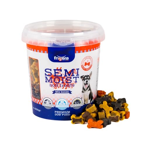 Frigera Semi-Moist Soft Treats Mix Bones 500g (9) - Weiche Hundeleckerlis, Leckere Belohnung für Training & Zwischendurch, Hergestellt in Belgien von friGERA