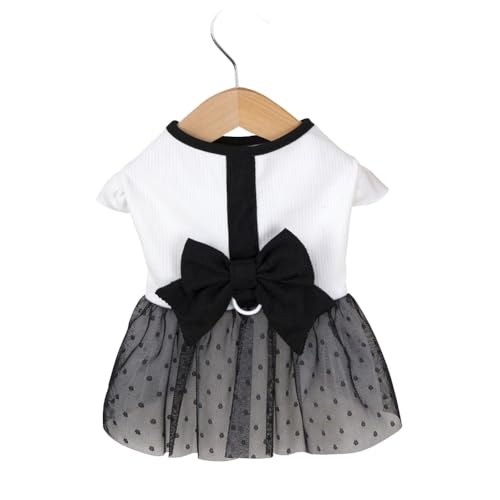 Bedrucktes Netz-T-Shirt, Baumwollweste, plissiertes Kleid, Welpenkleidung, Sommerkleidung, niedliches Oberteil für Mädchen und Jungen, weiche Haustierbekleidung von frissin