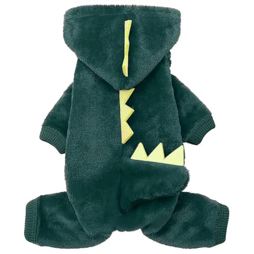 Dinosaurier-Kapuzenpullover für kleine Hunde und Katzen, Winterkleidung, grüner Dinosaurier-Haustier-Jumpsuit für Weihnachten, Halloween, Kätzchen-Kostüm von frissin