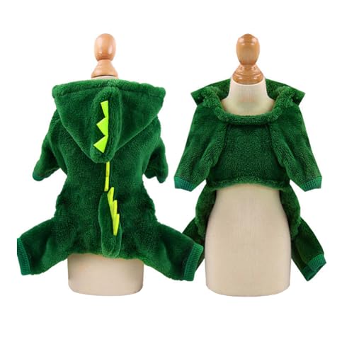 Hundekleidung, lustiges Dinosaurier-Kostüm, Winter, warmer Plüschmantel, kleines Kätzchen, Kapuzenpullover, Welpen-Hund, Tuch von frissin