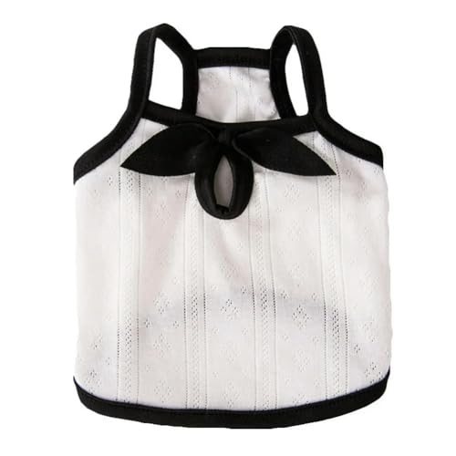 Hundeweste aus Polyester, mit Schleife, Größe XS ~ L, Weiß, für Haustiere, Katzen, atmungsaktiv, bequem, Bichon von frissin