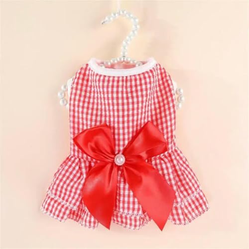 Kleid für Katzen, Welpen, Prinzessin, Sommer, Haustierkleidung, gestreift, kariert, mit Schleife, für Katzen, Kätzchen, Kaninchen von frissin
