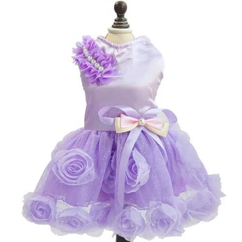 Luxuriöses Kleid für kleine Hunde und Katzen, Tutu-Rock, Katzenkleidung, Prinzessinnen-Rock, Hund, Katze, Hochzeit, Abendkleid mit Rosen-Perlenschleife von frissin