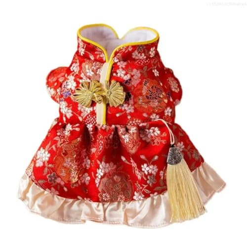 Qipao Outfit Winter Haustier Kleidung für Hunde Festlich Haustier Schneeanzug von frissin