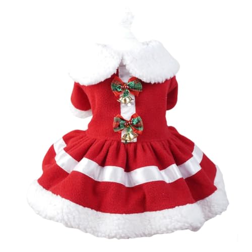 Weihnachtliches Hundekleid mit Rüschenrand, Plüschkleid, Rock, Haustiere, Katze, warmes Kleid, Schleife, Stirnbänder, Kragen, Rock Weihnachtliches Hundekleid mit Rüschenrand, Plüschkleid, Rock, Haustiere, Katze, warmes Kleid, Schleife, Stirnbänder, Kragen, Rock von frissin