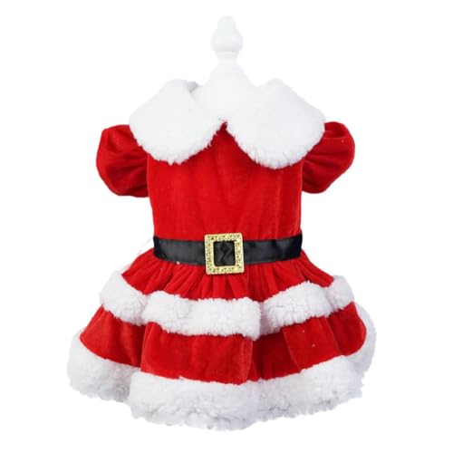 Weihnachtliches Hundekleid mit Rüschenrand, Plüschkleid, Rock, Haustiere, Katze, warmes Kleid, Schleife, Stirnbänder, Kragen, Rock Weihnachtliches Hundekleid mit Rüschenrand, Plüschkleid, Rock, Haustiere, Katze, warmes Kleid, Schleife, Stirnbänder, Kragen, Rock von frissin