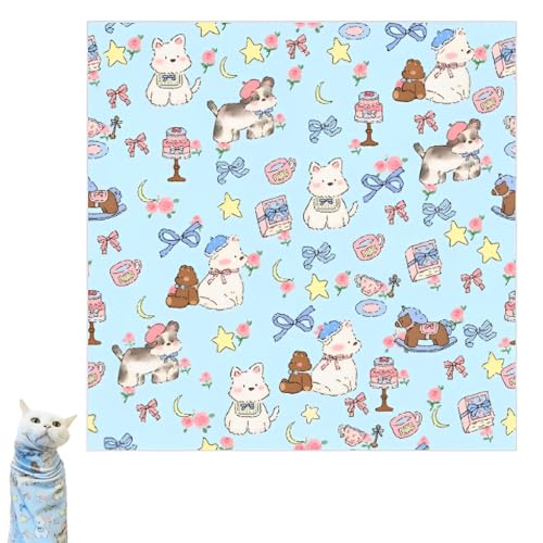 fufupaw Cat Grooming Wrap, Cat Bag, Cat Wrap, Katzenkontrollmatte, Multifunktionales Haustierwerkzeug, Katzenwickel für Nagelkanten, Katzenpflegetuch(Blau) ﻿ von fufupaw