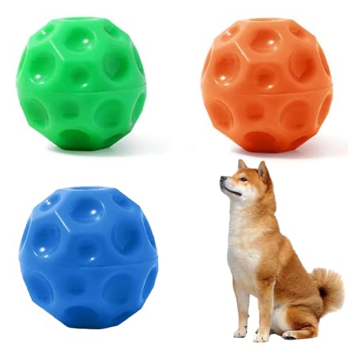 fufupaw 3 Stück Hundeball Unzerstörbar, Ball Hund Unzerstörbar, 6.5cm Hundespielzeug Balls, Hundespielzeug Ball für Spielen, Kauen und Zahnreinigung(Blau, Grün und Gelb) von fufupaw