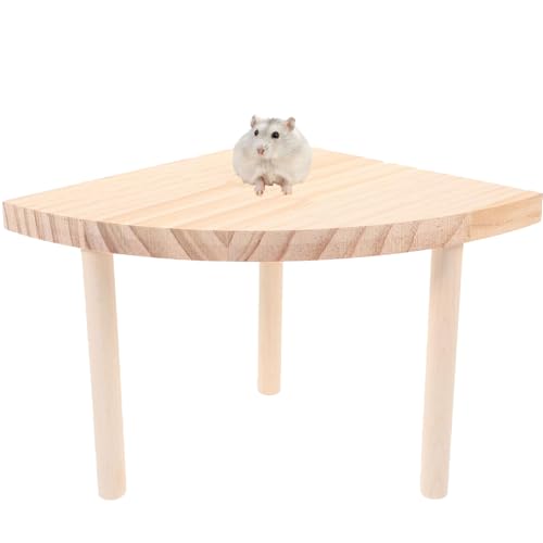 fufupaw Hamster Plattform, Haustier Stand und Versteck für Kleintiere, perfekt für Ratten, Gerbils, Zwerghamster, Chinchillas, Meerschweinchen, Holz Tischspielzeug und Käfig Zubehör von fufupaw