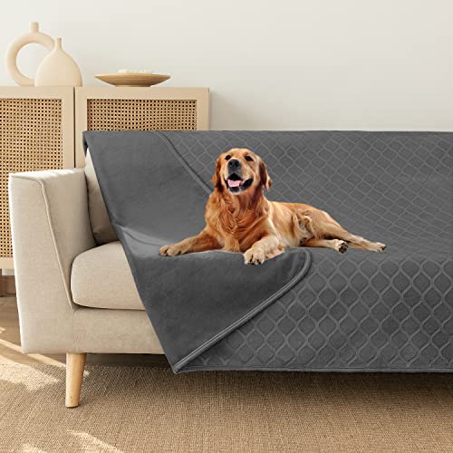 fuguitex Wasserdichte Hundedecke / Bettüberwurf für Hunde mit Kristall-Samt, flauschig, gemütlich, Plüschdecke, Überwurfdecke für Couch, Sofa (17,475,2 cm, dunkelgrau + dunkelgrau) von fuguitex