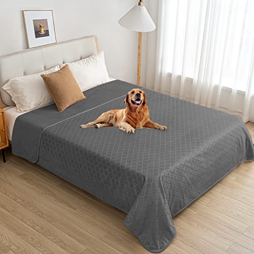 fuguitex Wasserdichte Hundedecke für Bett, Samt, Haustierdecke, Bettüberwurf, Decke für Couch, Sofa (208,539 cm, dunkelgrau + grau) von fuguitex