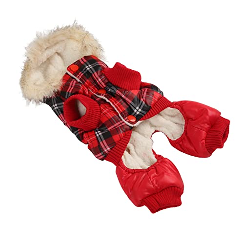 Wintermantel für Hunde, Bequeme Winterkleidung mit Fleece-Kapuze für Mittelgroße Hunde (S) von fuik