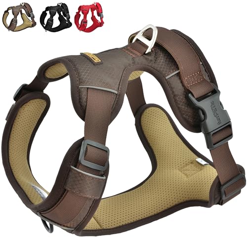 funPETic Hundegeschirr Essential - Anti-Zug Geschirr, reflektierend, gepolstert und atmungsaktiv - Brustgeschirr für mittelgroße und große Hunde (M - Braun) von funPETic