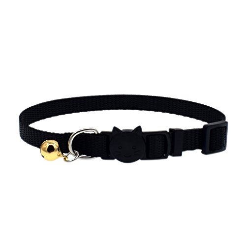 funie Modisches Halsband für Katzen und kleine Hunde, verstellbar, Nylon, mit Glöckchen, Schwarz von funie
