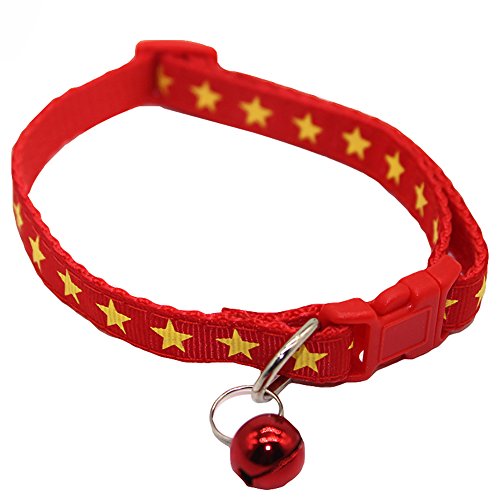 funie Fashion Star Quick Release Schnalle mit Glocke Katze Hund Welpen Kätzchen Halsband Halskette – Rot von funie
