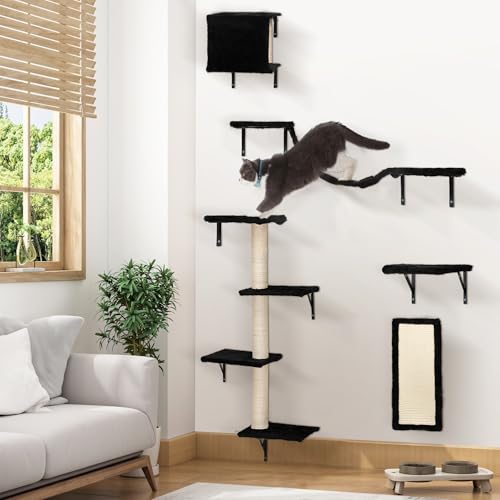 5 Stück mehrstöckige, an der Wand montierte Kratzbaummöbel für den Innenbereich mit Kratzbrett, Katzenwohnung, Sitzstangen 5 Stück mehrstöckige, an der Wand montierte Kratzbaummöbel für den Innenbereich mit Kratzbrett, Katzenwohnung, Sitzstangen von furpal