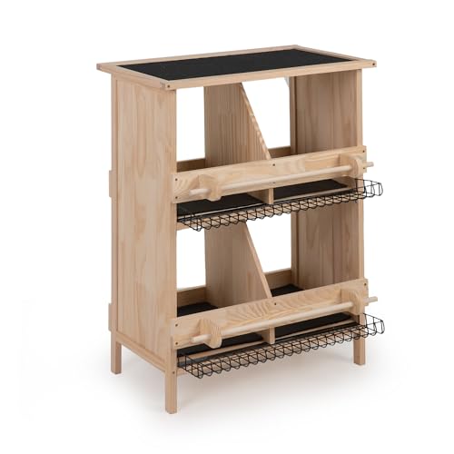 Doppelstöckiger Hühnerstall Legenest aus Massivholz – 4 Nistboxen mit Sitzstangen & Isolierboden – Legebox für Hühner – 70×38×92cm – Naturfarbe Doppelstöckiger Hühnerstall Legenest aus Massivholz – 4 Nistboxen mit Sitzstangen & Isolierboden – Legebox für Hühner – 70×38×92cm – Naturfarbe von furpal