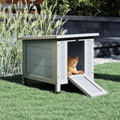 Furpal Tragbares Katzenhaus für draußen, wetterfest & Winterfest, mit klappbarem Dach und Rampe, Holz-Katzenhütte Outdoor 51×40×43,5 cm, für Katzen, Igel, Kaninchen u.a. Kleintiere – Grau/Schwarz Furpal Tragbares Katzenhaus für draußen, wetterfest & Winterfest, mit klappbarem Dach und Rampe, Holz-Katzenhütte Outdoor 51×40×43,5 cm, für Katzen, Igel, Kaninchen u.a. Kleintiere – Grau/Schwarz von furpal