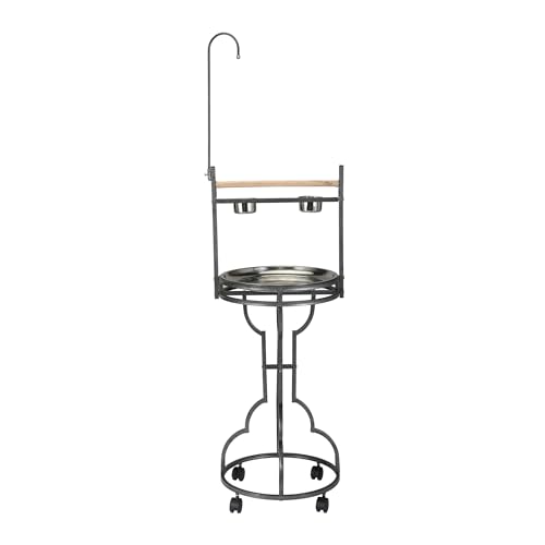 Papageienständer mit Rollen, Vogel Spielstand, Freisitz mit 2 Futternäpfe, Mobile Sitzmöglichkeit aus Metall & Kiefernholz, 182 cm hoch Papageienständer mit Rollen, Vogel Spielstand, Freisitz mit 2 Futternäpfe, Mobile Sitzmöglichkeit aus Metall & Kiefernholz, 182 cm hoch von furpal