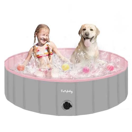 Faltbarer Hundepool für Hunde, Hunde-Polsterbecken, tragbar, für Hundebad, Kunststoff, groß, hart, Kinder-Pool (Rosa, 120 x 30 cm) von furrybaby