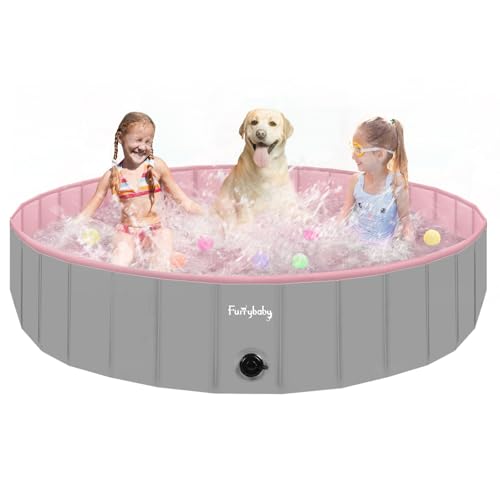 Faltbarer Hundepool für Hunde, Hunde-Polsterbecken, tragbar, für Hundebad, Kunststoff, groß, hart, Kinder-Pool (Rosa, 120 x 30 cm) von furrybaby