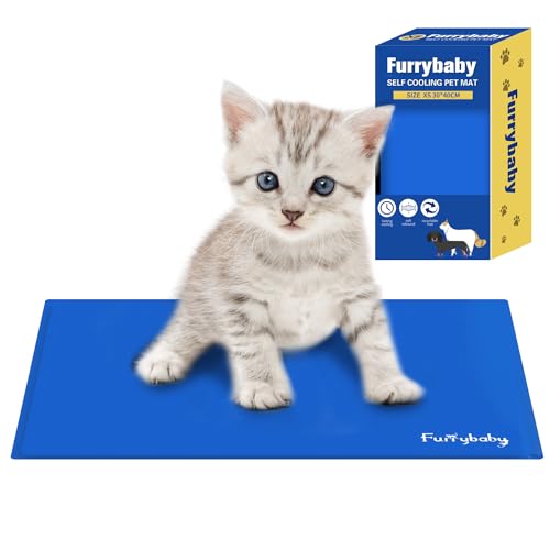 Furrybaby Hunde-Kühlmatte, selbstkühlendes Gel-Pad, groß, keine Kühlung, drinnen/außen/Auto (blau, 30 x 40 cm) von furrybaby