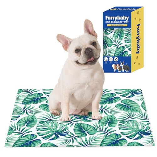 furrybaby Kühlmatte für Hunde, selbstkühlend, kühlend, für große Hunde, keine Notwendigkeit, zu kühlen oder einzufrieren, für drinnen und draußen, Auto (grünes Blatt, 40 x 50 cm) von furrybaby