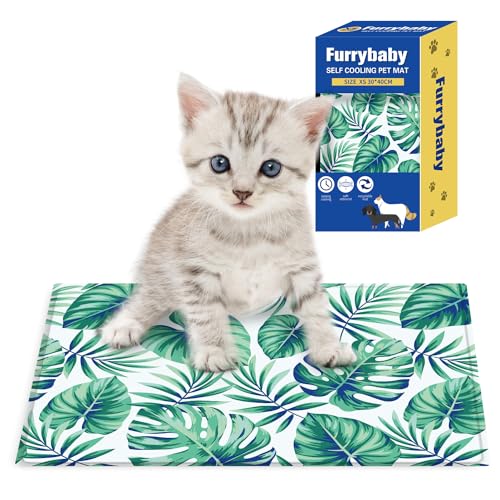 furrybaby Kühlmatte für Hunde, selbstkühlendes Gelbett, Kühlkissen, große Hunde, keine Notwendigkeit zu kühlen oder einzufrieren, für drinnen und draußen, Auto (grünes Blatt, 30 x 40 cm) von furrybaby