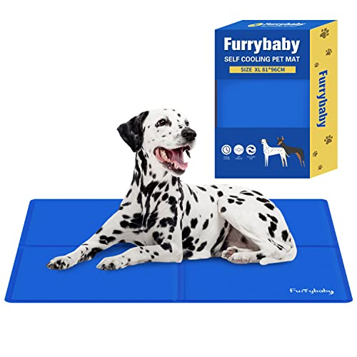 furrybaby Kühlmatte für Hunde, selbstkühlendes Kissen, kühlendes Gelbett, große Hunde-Kühlpads, keine Notwendigkeit zu kühlen oder einzufrieren, für drinnen und draußen, Auto (Blau, XL) von furrybaby