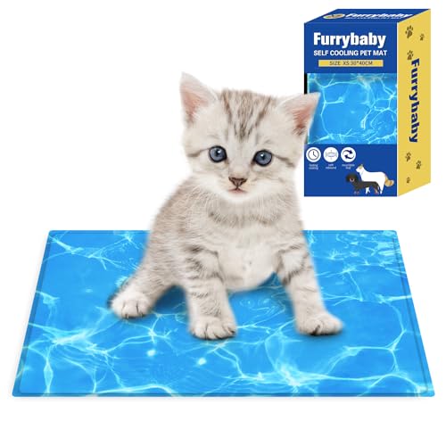Furrybaby Kühlmatte für Hunde – großes selbstkühlendes Gel-Pad für Haustiere, keine Kühlung erforderlich, für drinnen und draußen im Auto (quadratische Wellen, 30 x 40 cm) von furrybaby