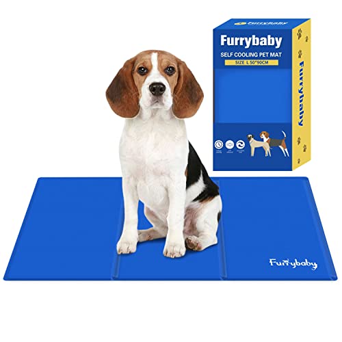 furrybaby Kühlmatte für Hunde, selbstkühlendes Kissen, kühlendes Gelbett, große Hunde-Kühlpads, keine Notwendigkeit zu kühlen oder einzufrieren, für drinnen und draußen, Auto (blau, L) von furrybaby