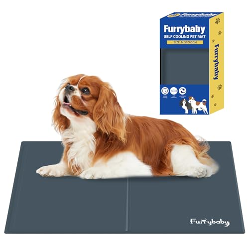 furrybaby Kühlmatte für Hunde, wasserdicht, selbstkühlende Matte für Hunde im Freien, Kühlmatte für drinnen (Grau, M 50 x 65 cm) von furrybaby