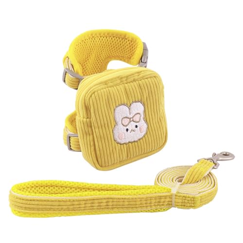 Geschirr-Leinen-Set, gestreift, abnehmbar, verstellbare Schnalle, Hunde-Rucksack, Leine zum Spazierengehen, mit Tasche, Leine, Hunderucksack, Leine von fxwtich