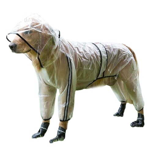 Hunde-Regenmantel, transparent, wasserdicht, mit Kapuze, vierbeinig, für kleine und große Hunde, Hunde-Regenmantel, Haustierkleidung von fxwtich
