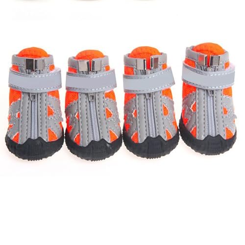 Hundeschuhe, reflektierend, atmungsaktiv, Netzstoff, Reißverschluss, Welpen, Sport, für Spaziergänge, Hunde, Welpen, 4 Stück Hundeschuhe, reflektierend, atmungsaktiv, Netzstoff, Reißverschluss, Welpen, Sport, für Spaziergänge, Hunde, Welpen, 4 Stück von fxwtich