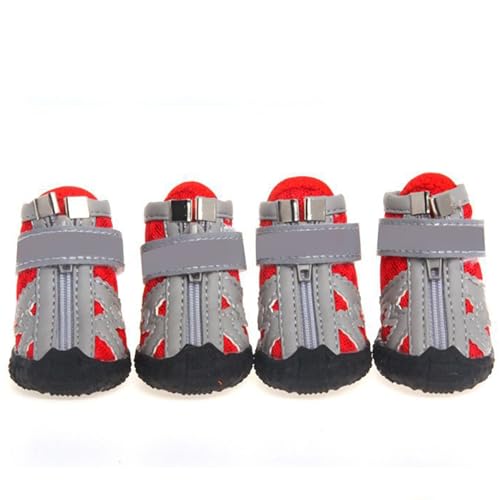 Hundeschuhe, reflektierend, atmungsaktiv, Netzstoff, Reißverschluss, Welpen, Sport, für Spaziergänge, Hunde, Welpen, 4 Stück Hundeschuhe, reflektierend, atmungsaktiv, Netzstoff, Reißverschluss, Welpen, Sport, für Spaziergänge, Hunde, Welpen, 4 Stück von fxwtich