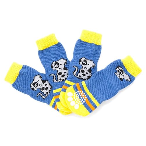 Hundesocken, 4 Stück, Haustierstrümpfe, Welpen-Druck, rutschfest, atmungsaktiv, elastisch, für Haustiere, Hunde, drei Abschnitte, lang Hundesocken, 4 Stück, Haustierstrümpfe, Welpen-Druck, rutschfest, atmungsaktiv, elastisch, für Haustiere, Hunde, drei Abschnitte, lang von fxwtich