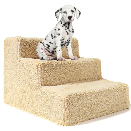Hundezubehör für kleine Haustiere, Katzen, Hunde, 3 Stufen, Treppenrampe, Sofa, rutschfest, Kletterleiter mit Bezug Sofa von fxwtich