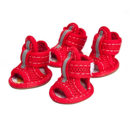 Mesh-Sandalen, 4 Stück, Haustierschuhe, einfarbig, rutschfeste Gummisohle, Hundesandalen, Schuhe für draußen, Hundesandalen, Hundekostüm Mesh-Sandalen, 4 Stück, Haustierschuhe, einfarbig, rutschfeste Gummisohle, Hundesandalen, Schuhe für draußen, Hundesandalen, Hundekostüm von fxwtich