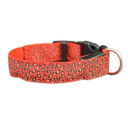 fxwtich Hundezubehör Leopardenmuster LED-Licht Haustier Hund Welpen verstellbares Halsband Nacht Halsband Halskette von fxwtich